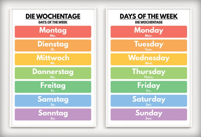 ايام الاسبوع بالالماني واختصاراتها مع النطق وأهم 10 نصائح لتعلم الألمانية